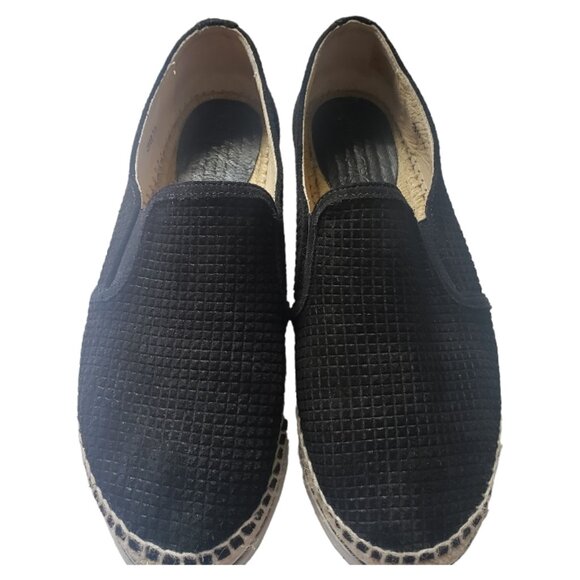 Sh127 Jimmy Choo Black Cubed Suede Dawn Slip On Espadrille 9.5 - Picture 1 of 9